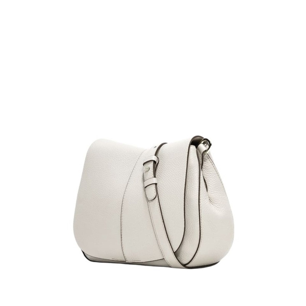 Gianni Chiarini Italian Leather White Saddle Crossbody Bag Suede Lined EUC